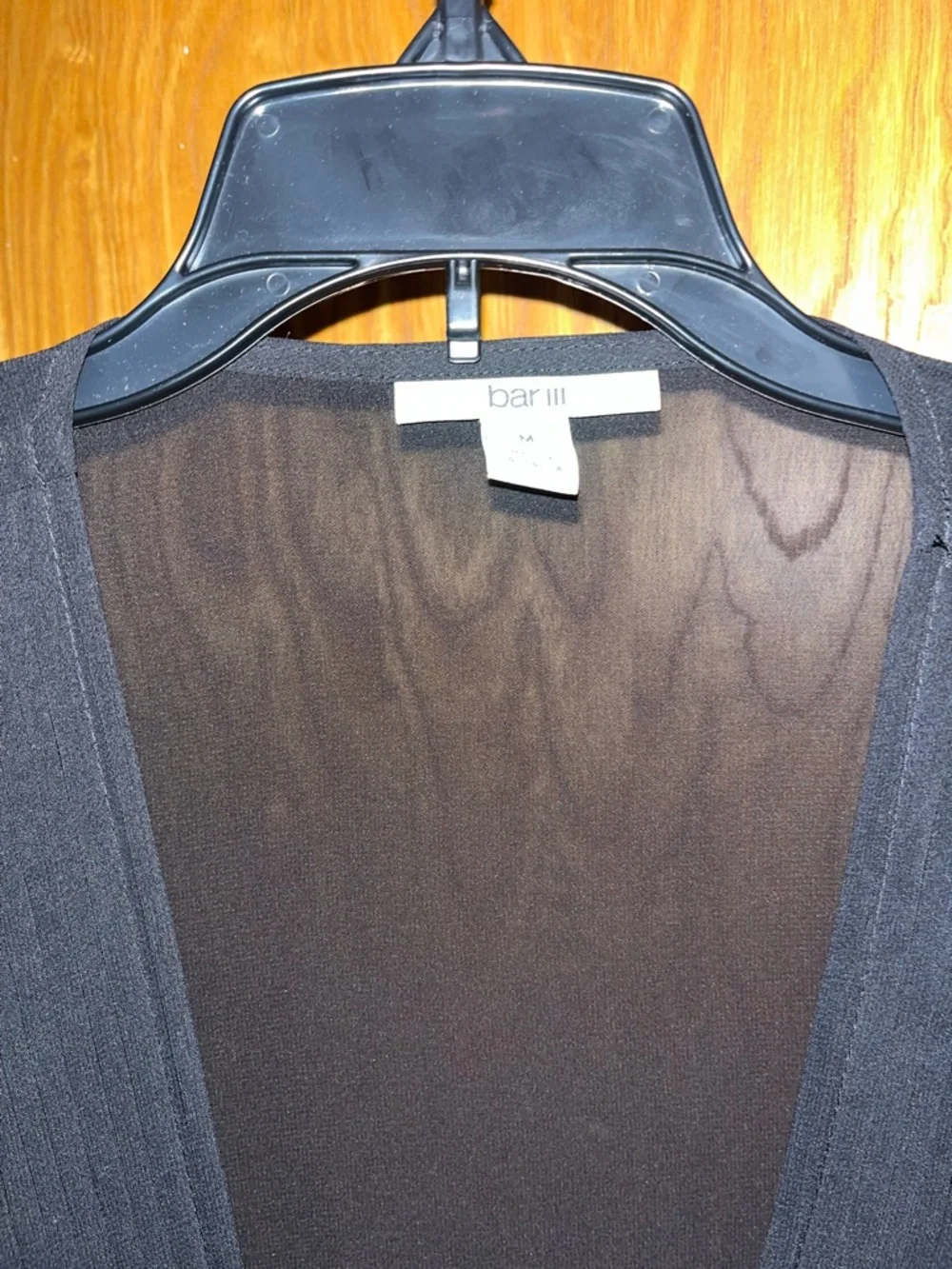 Bar III Black Sheer Open-Front Cardigan